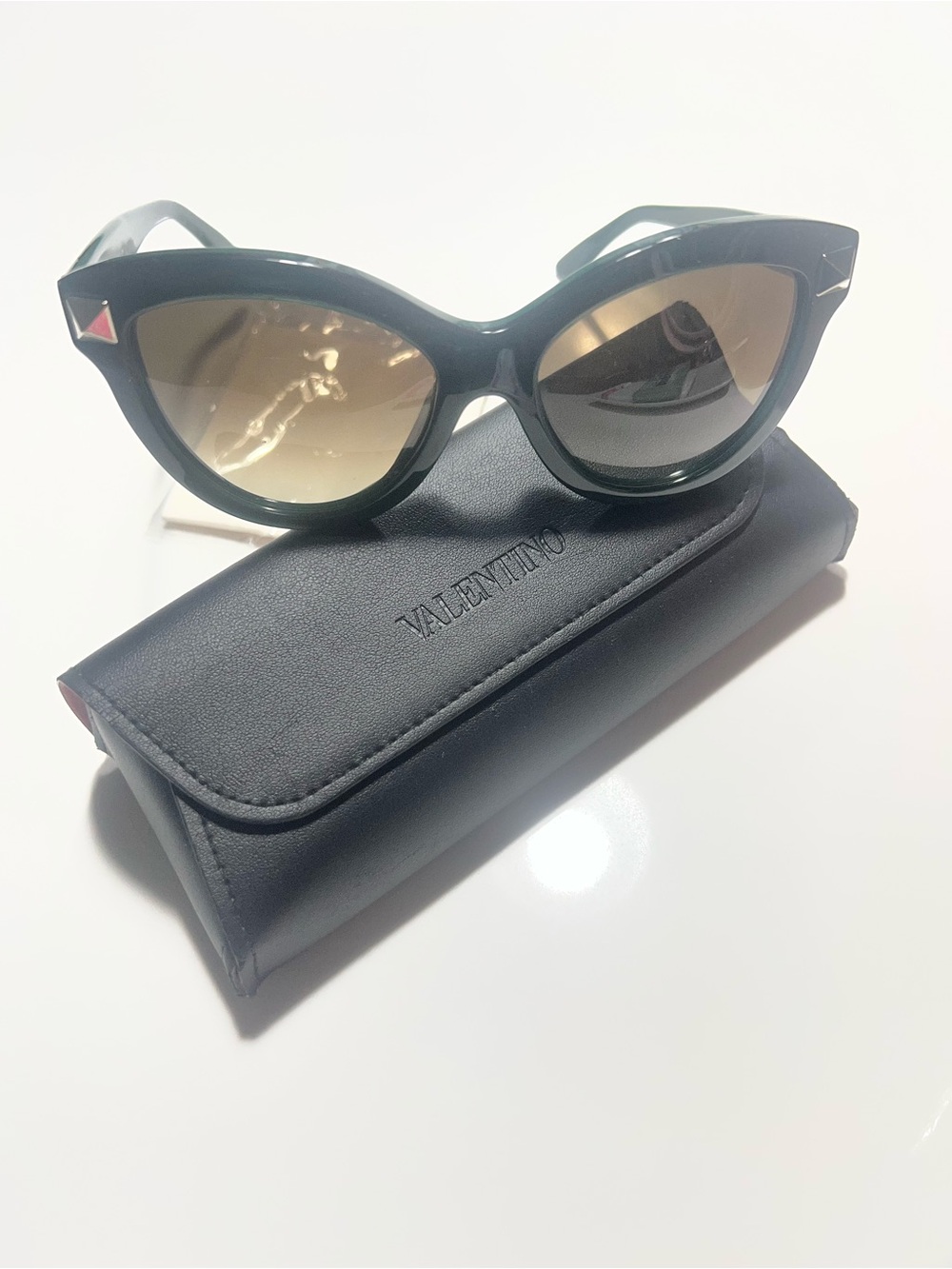 Valentino Green Cat-Eye Sunglasses with Brown Gradient Lenses
